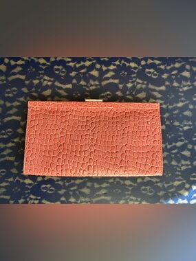 Banana Republic Crocodile Embossed Pink Leather Clutch